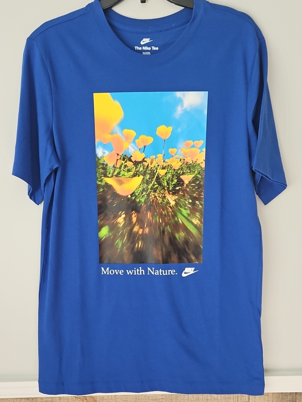 Nike Royal Blue Short Sleeve Tee with Yellow Floral Photo Print